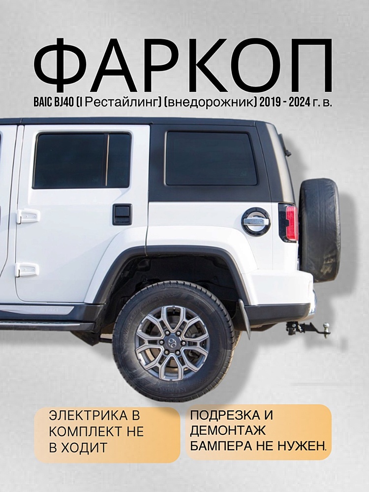 Фаркоп для BAIC BJ40 (I Рестайлинг) 2019 - 2024 г. в.( ШАР ВСТАВКА 50*50 )